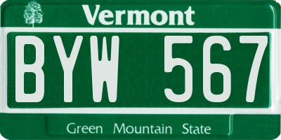 VT license plate BYW567