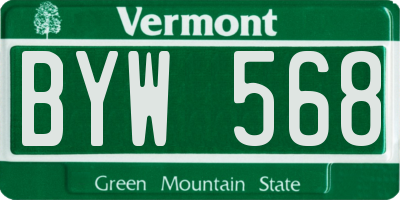 VT license plate BYW568
