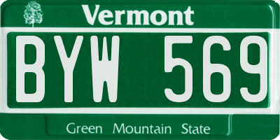 VT license plate BYW569