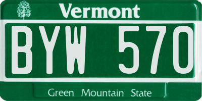 VT license plate BYW570