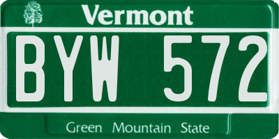 VT license plate BYW572
