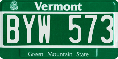 VT license plate BYW573