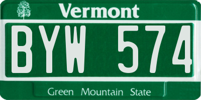 VT license plate BYW574