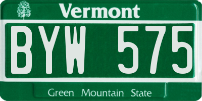 VT license plate BYW575