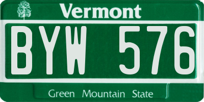 VT license plate BYW576