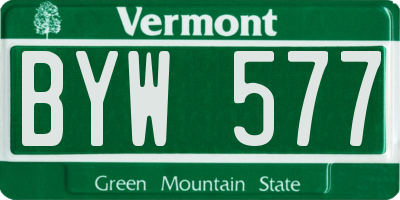 VT license plate BYW577