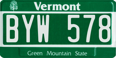 VT license plate BYW578