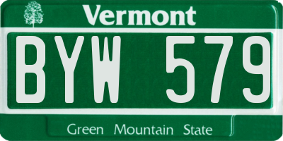 VT license plate BYW579