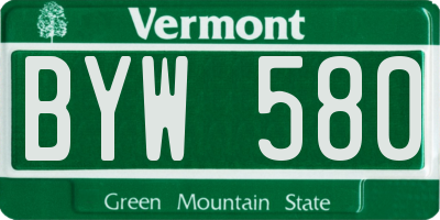VT license plate BYW580