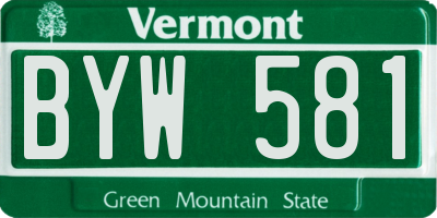VT license plate BYW581