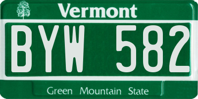 VT license plate BYW582