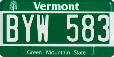 VT license plate BYW583
