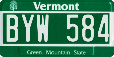 VT license plate BYW584