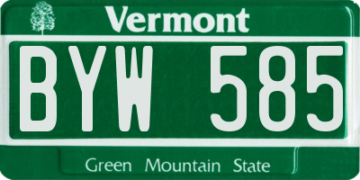 VT license plate BYW585