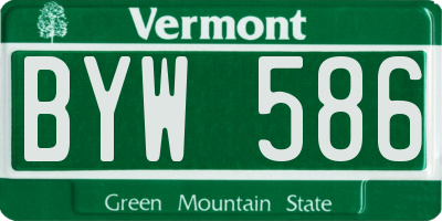 VT license plate BYW586