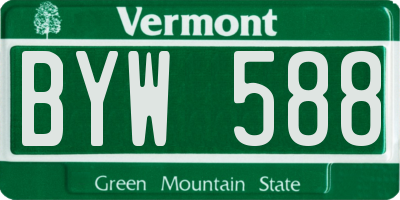 VT license plate BYW588