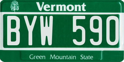 VT license plate BYW590