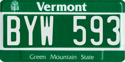 VT license plate BYW593