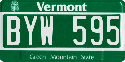 VT license plate BYW595