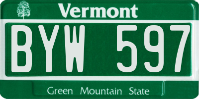VT license plate BYW597