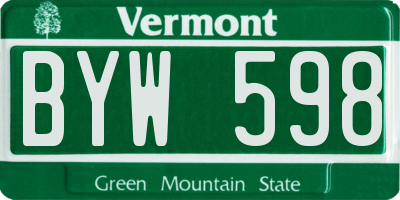 VT license plate BYW598