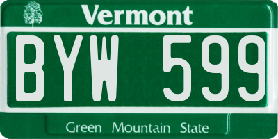 VT license plate BYW599