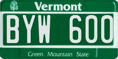 VT license plate BYW600