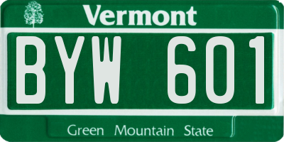 VT license plate BYW601