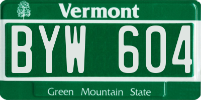 VT license plate BYW604
