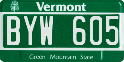 VT license plate BYW605