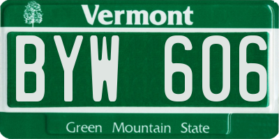 VT license plate BYW606