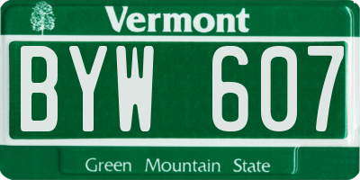 VT license plate BYW607