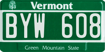 VT license plate BYW608