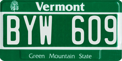 VT license plate BYW609