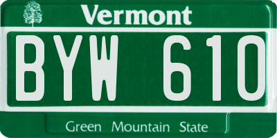 VT license plate BYW610