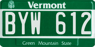 VT license plate BYW612