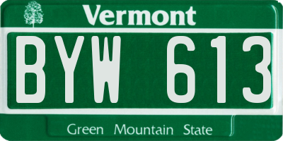 VT license plate BYW613