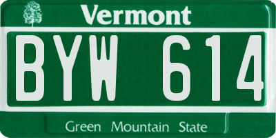 VT license plate BYW614