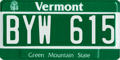 VT license plate BYW615