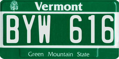 VT license plate BYW616