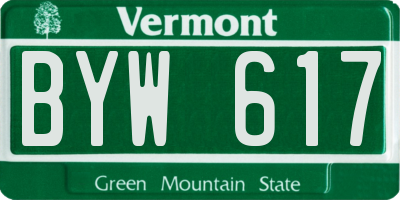 VT license plate BYW617
