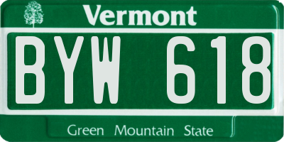 VT license plate BYW618