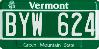 VT license plate BYW624