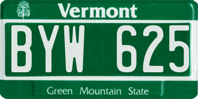VT license plate BYW625