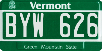 VT license plate BYW626