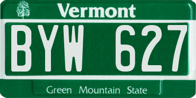 VT license plate BYW627