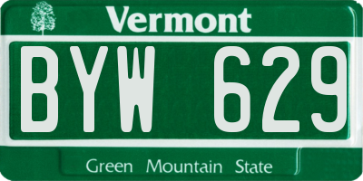 VT license plate BYW629