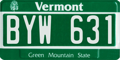 VT license plate BYW631