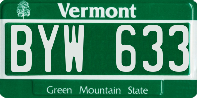VT license plate BYW633