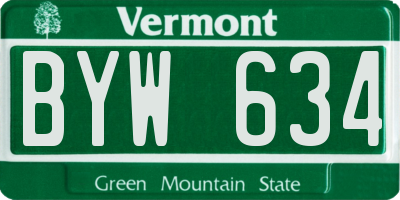 VT license plate BYW634